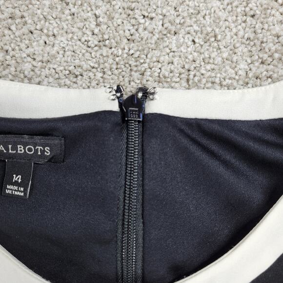 Talbots Womens Dress 14 Black Bow Sleeveless Ponte Stretch Preppy Sheath - Picture 7 of 12